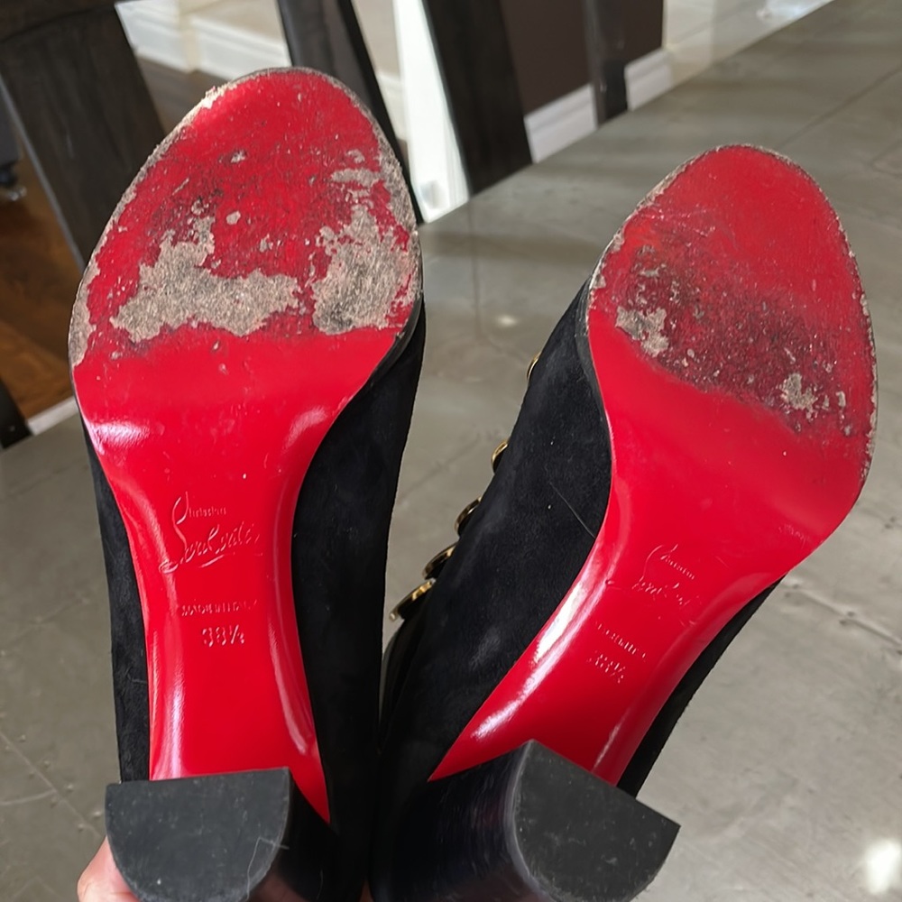 christian louboutin caval 85 boot suede bootie sz 38.5 preowned - Picture 10 of 11